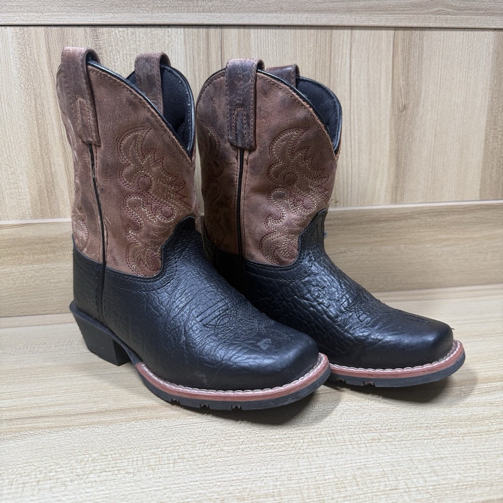 Dan Post Little River Boys Cowboy Western Boots Black/Brown DPC2944 Sz 12D